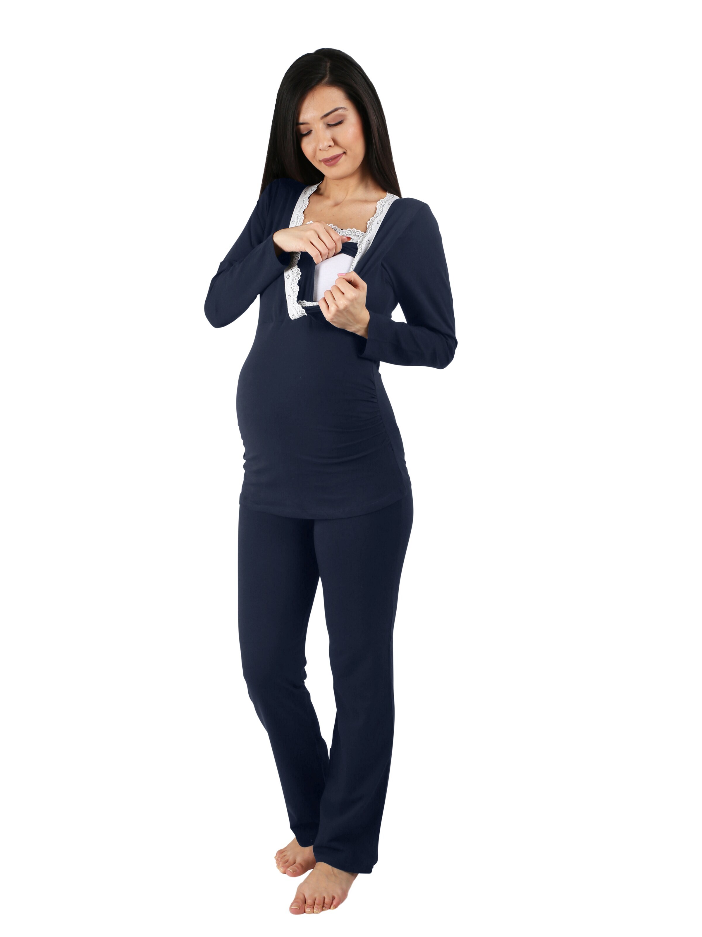 M.M.C. Pajama 'Spitze Umstandspyjama' in Blue