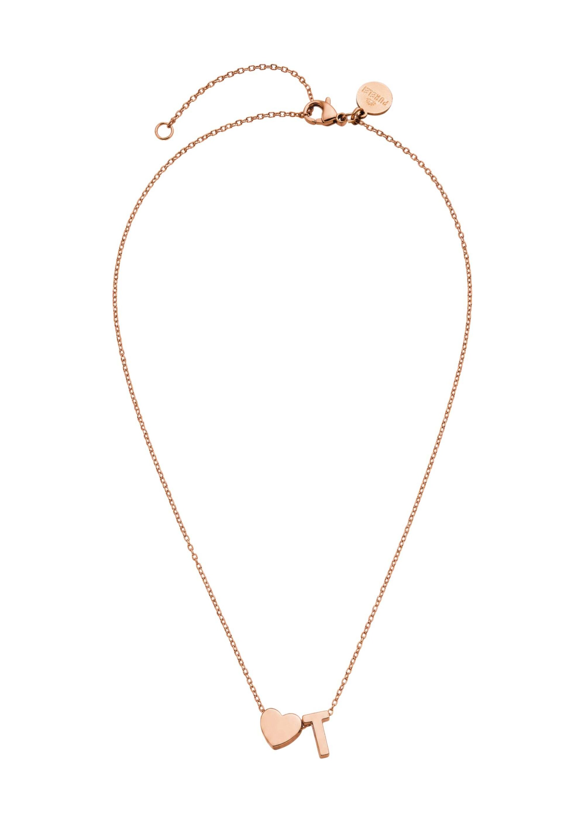 PURELEI - Cadena 'Letter Heart T' en oro: frente