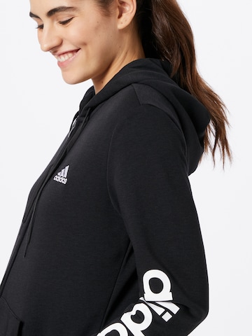 ADIDAS SPORTSWEAR Athletic Zip-Up Hoodie 'Essentials Logo ' in Black