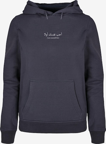 Merchcode Sweatshirt 'Love Yourself First' in Blauw: voorkant