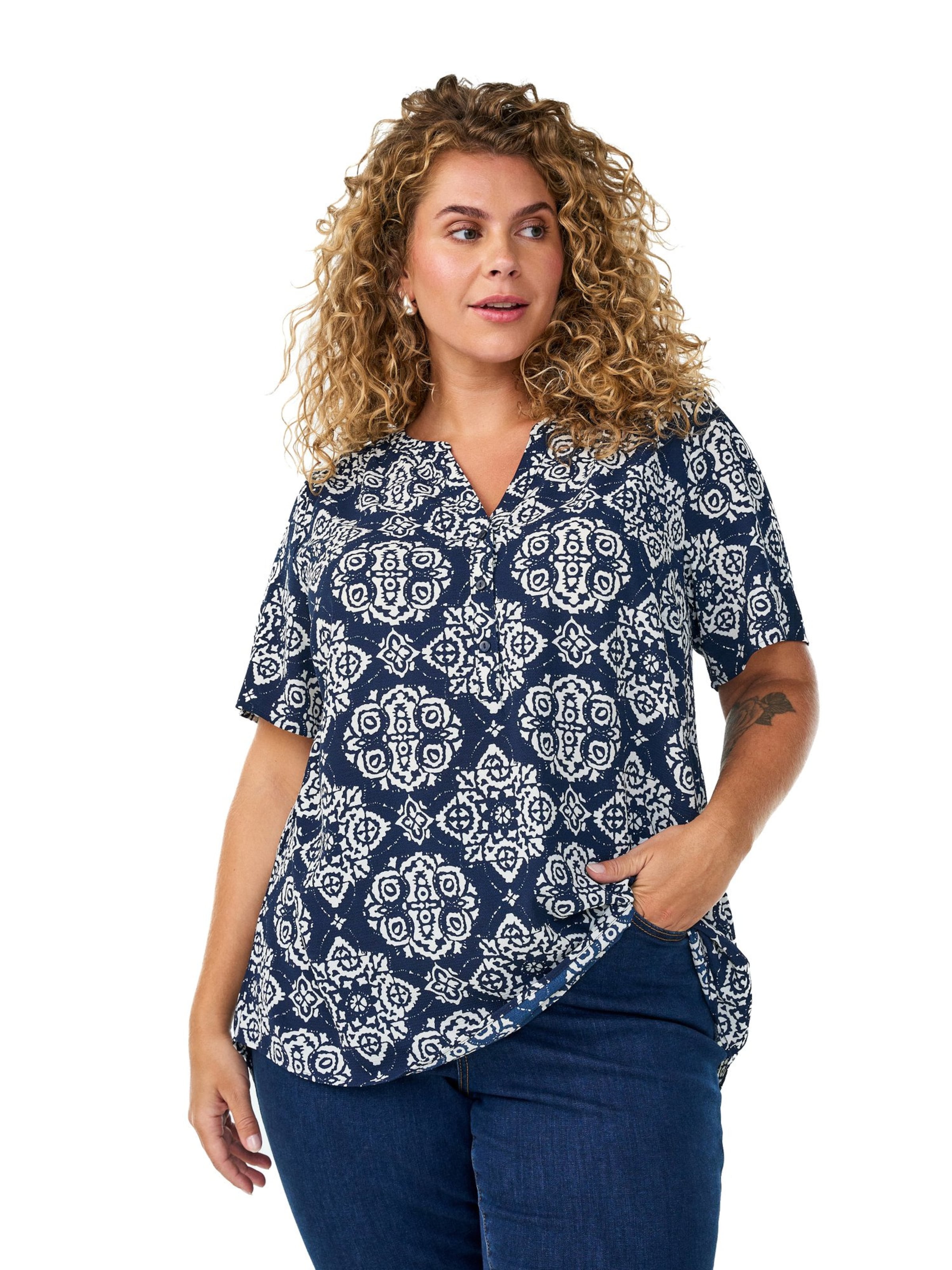 Zizzi Pluus 'Caanni', värv sinine: eest vaates