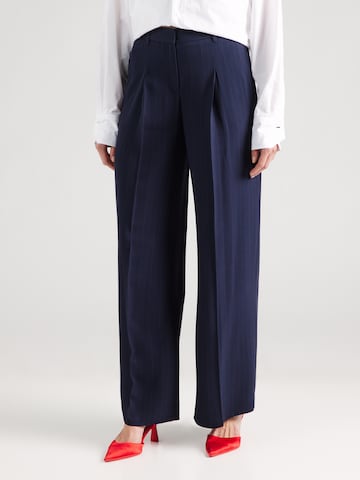 BOSS Wide leg Pleat-front trousers 'Tiana4' in Blue: front