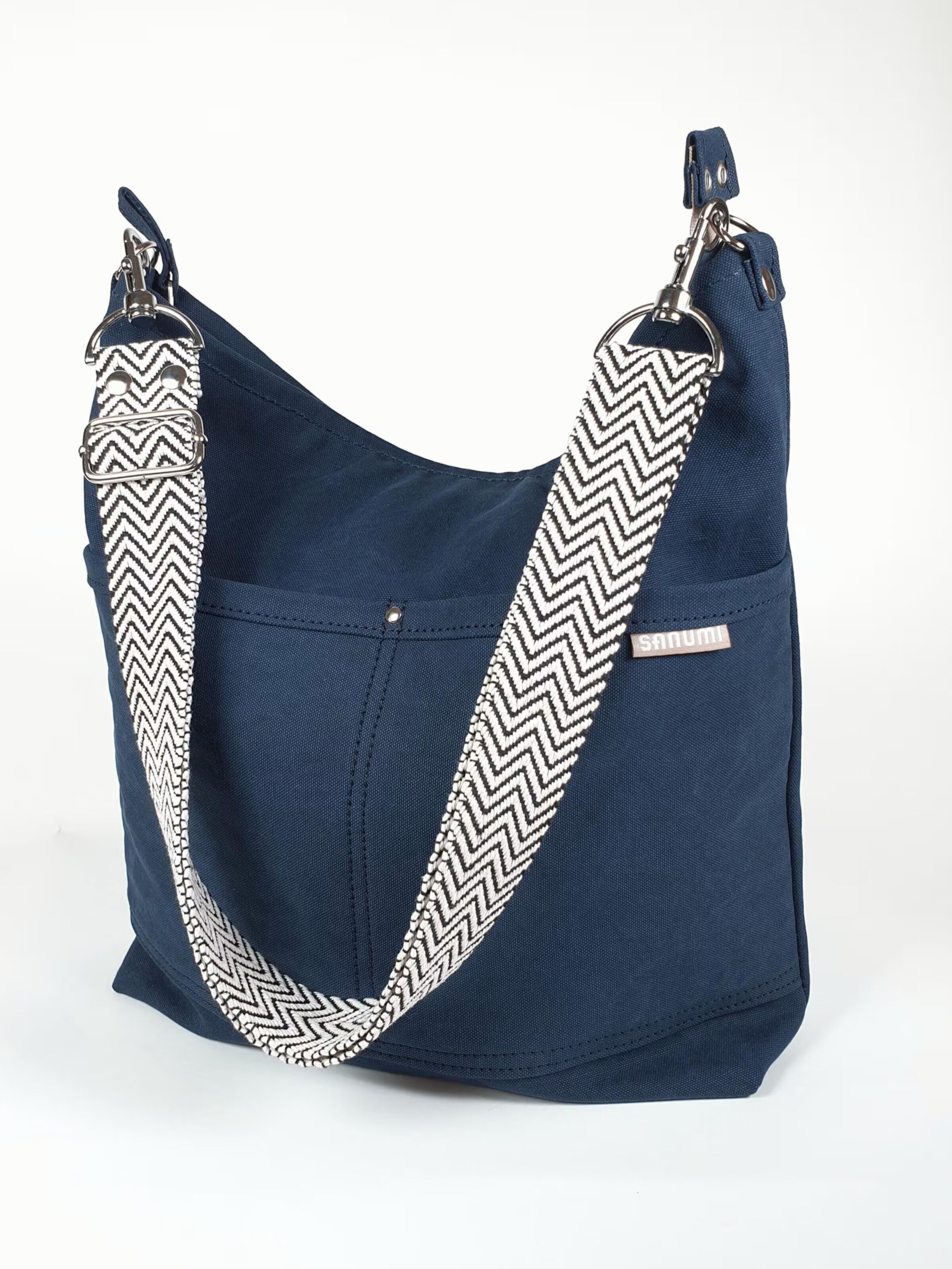 SANUMI Crossbody Bag 'Canvas Hobobag' in Blue: front