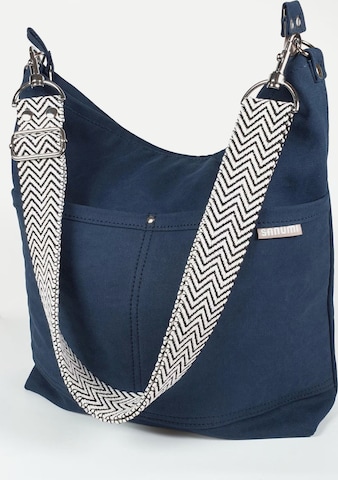 SANUMI Crossbody Bag 'Canvas Hobobag' in Blue: front