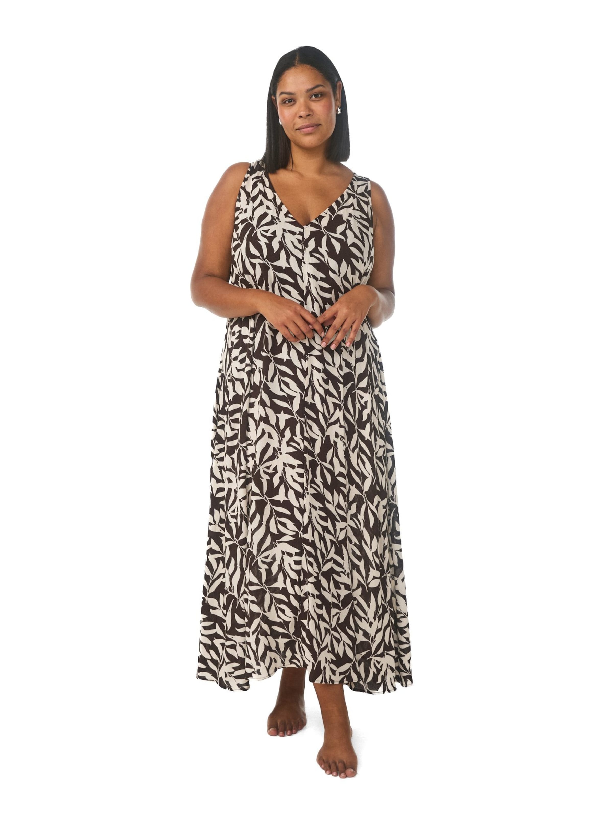 Swim by Zizzi Beach dress 'SLulu' in Brown: front