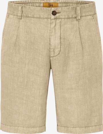 S4 Jackets Regular Bundfaltenhose in Beige: predná strana