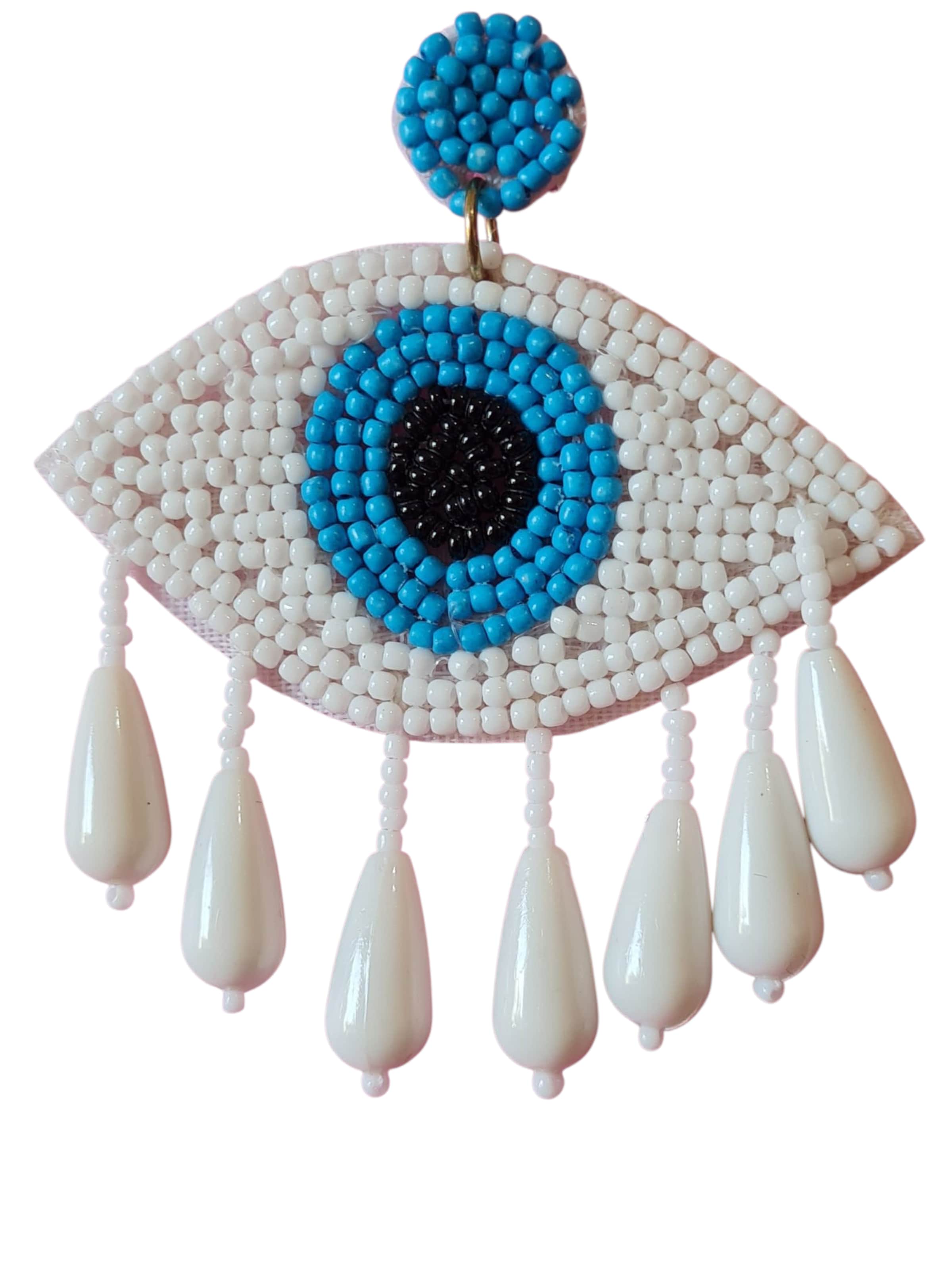 PfauGermany Earrings 'Evil Eye' in Blue: front