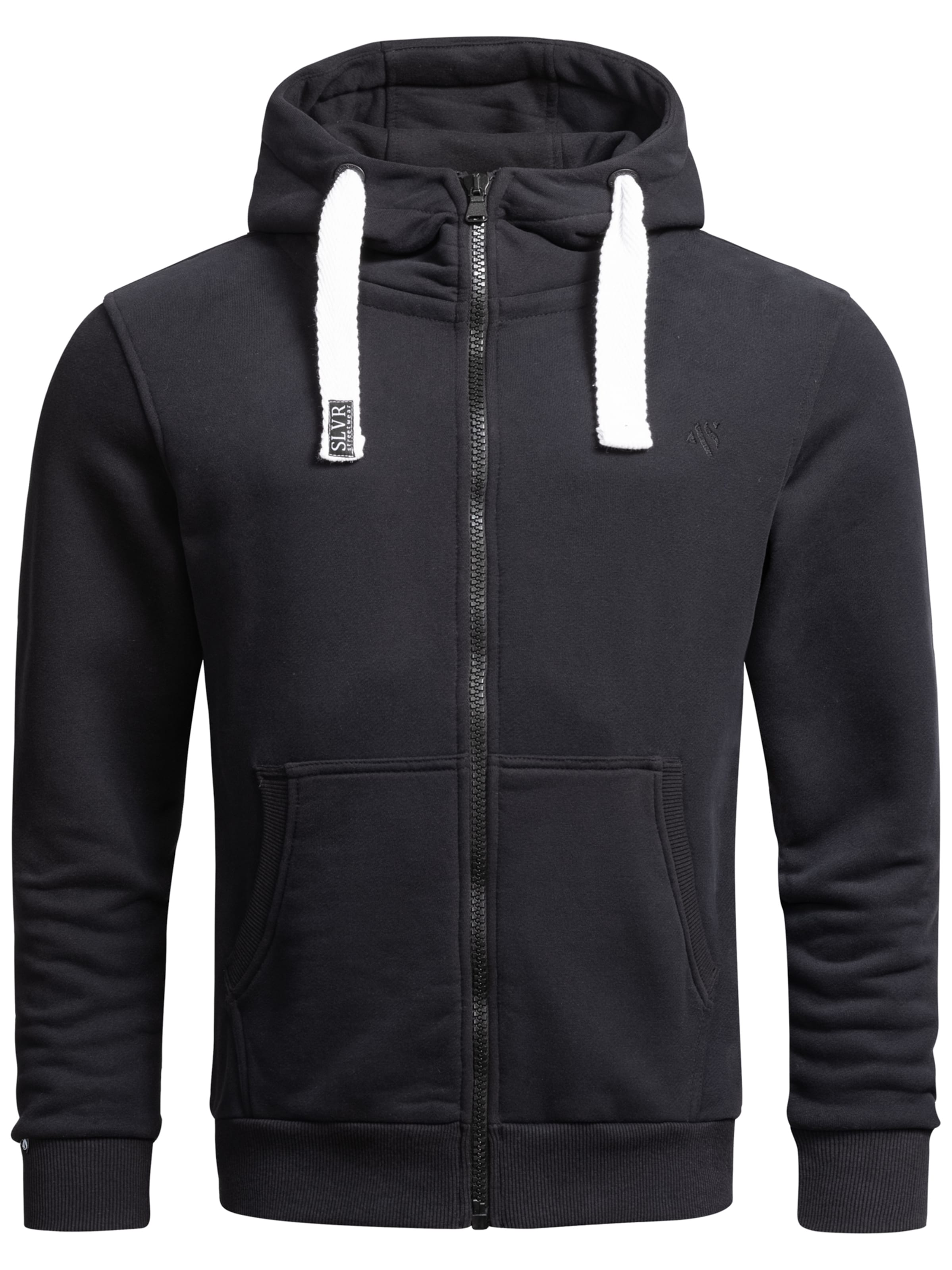 Alessandro Salvarini Sweatjacke 'Vinzent' in Schwarz: Vorderseite