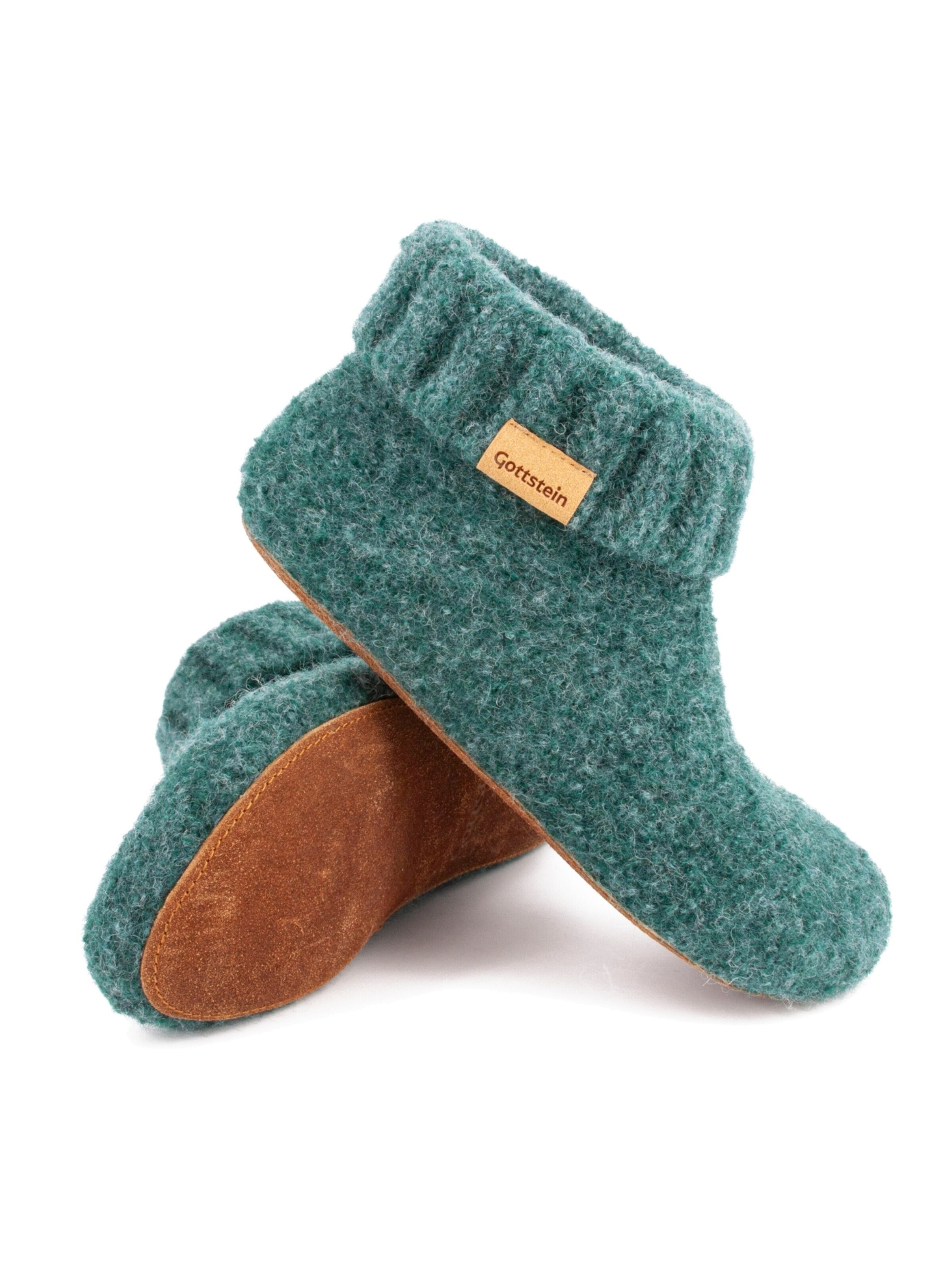 Gottstein Slippers 'Hüttenschuhe Knit Boot' in Green