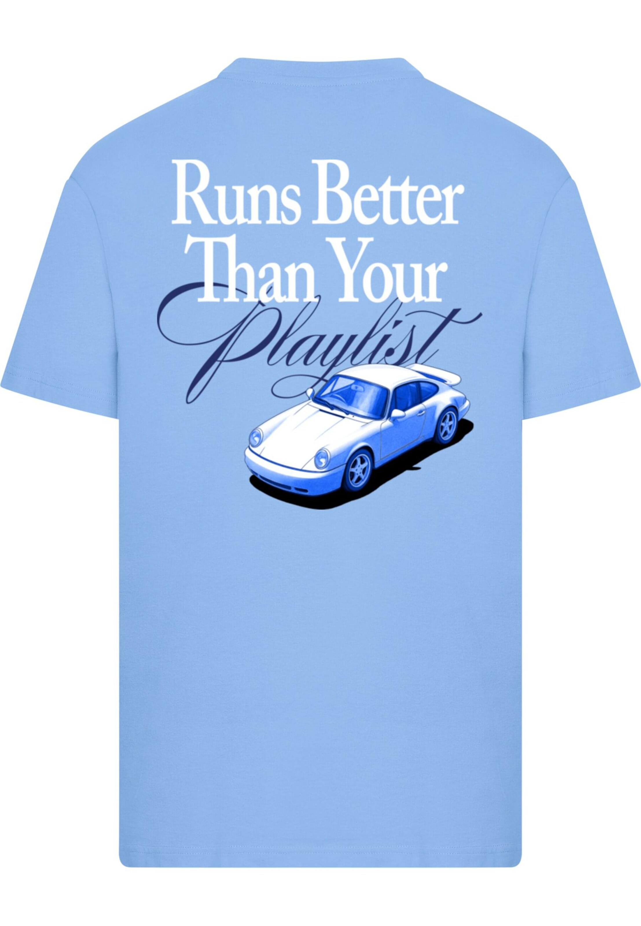 Mister Tee Koszulka 'Runs Better Than Your Playlist' w kolorze niebieski