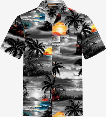 Hawaiihemdshop.deRegular Fit Košulja 'Hawaiihemd Night on Hawaii' - siva boja: prednji dio