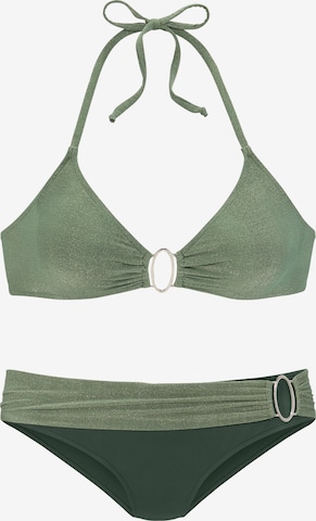 JETTE Triangel Bikini in Groen: voorkant