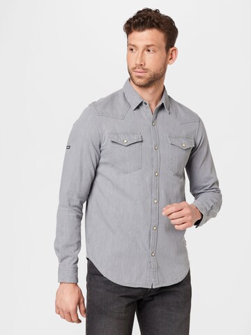 Superdry Regular fit Button Up Shirt 'Studios Western' in Grey: front