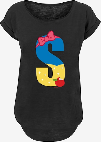 F4NT4STIC Shirt 'Disney Alphabet S Is For Snow White' in Zwart: voorkant