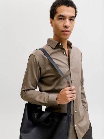 JACK & JONES Comfort fit Button Up Shirt 'parker' in Brown