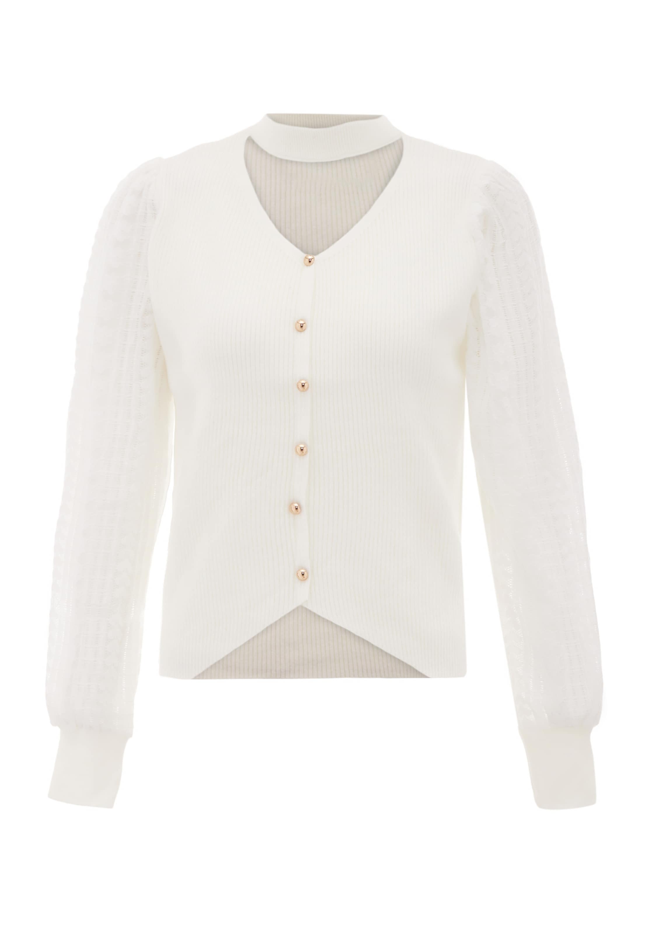 NAEMI Плетена жилетка в бяло: отпред