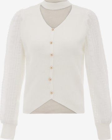 NAEMI Knit Cardigan in White: front