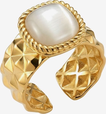 Nemomatheo Ring 'Royal Cushion – Statement-Ring mit Rautenmuster' in Gold: front
