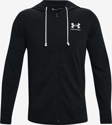 UNDER ARMOUR Athletic Zip-Up Hoodie 'Rival' in Black: front