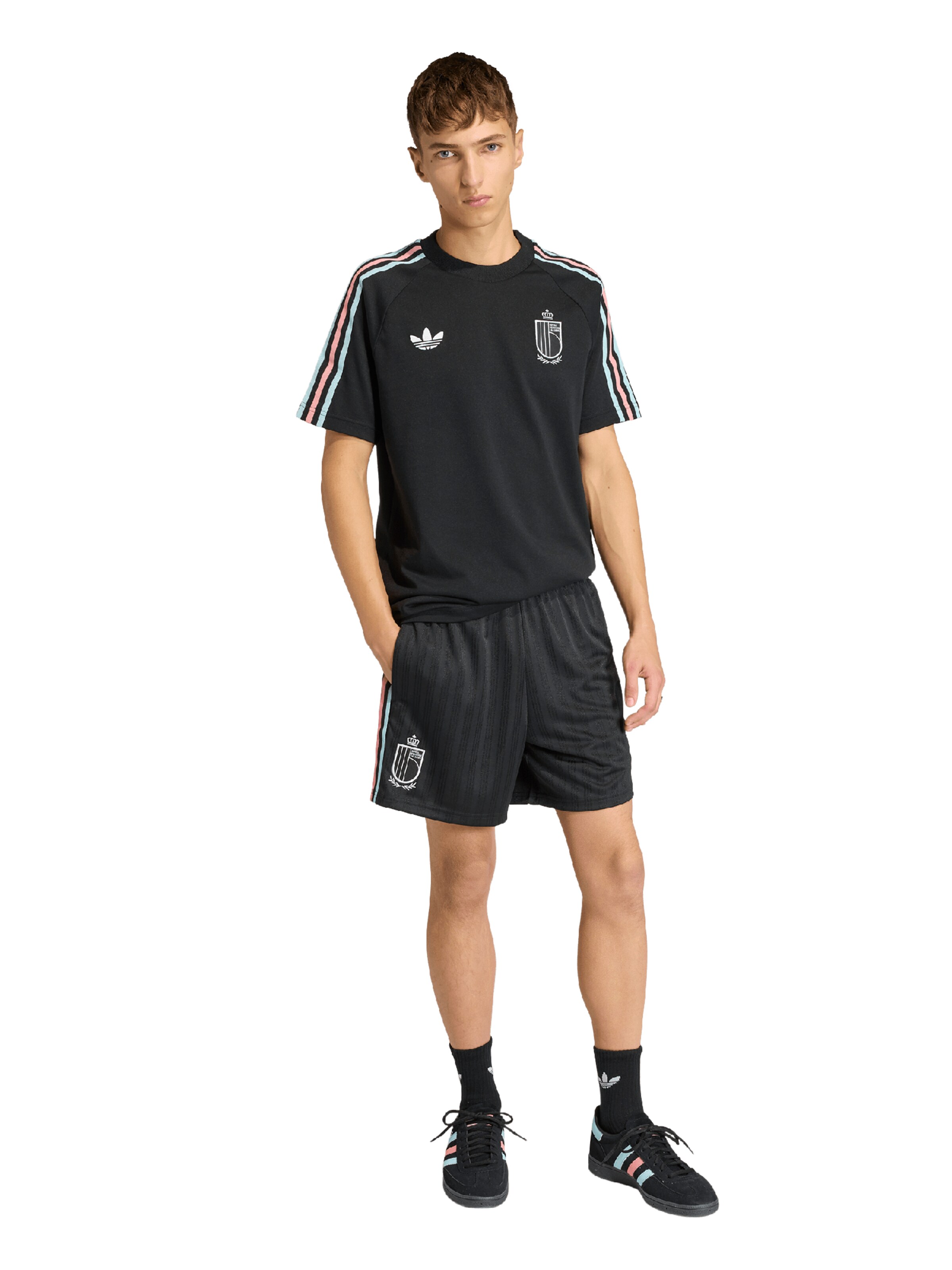 melns ADIDAS PERFORMANCE Sportiska stila krekls 'Belgien'