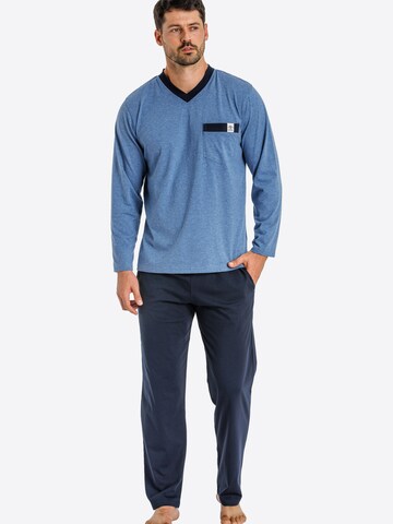 Haasis Bodywear Long Pajamas in Blue: front