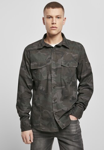 Brandit Regular fit Button Up Shirt in Green: front