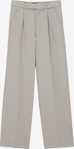 Pull&Bear Wide leg Broek in Grijs: voorkant