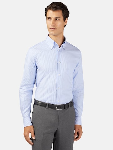 Boggi Milano Regular fit Overhemd in Blauw: voorkant