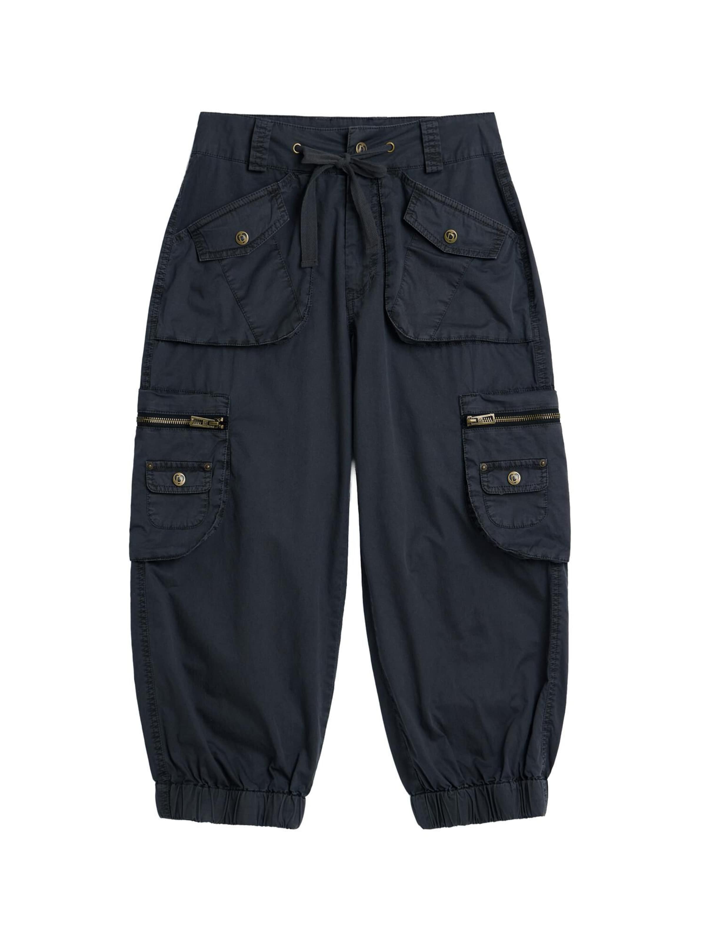 Effilé Pantalon cargo Desigual en noir : devant