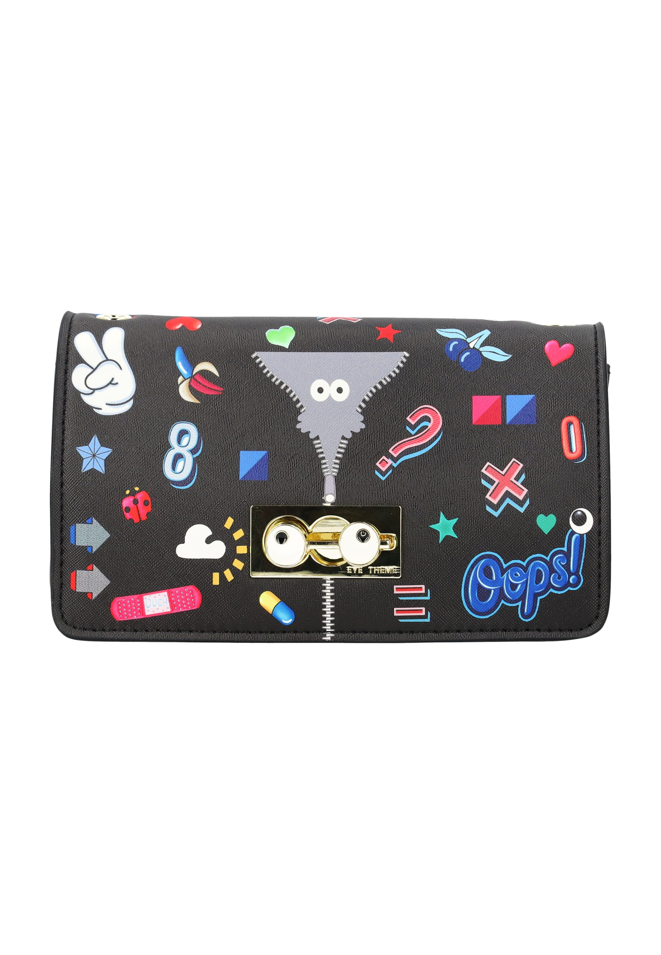 MYMO Clutch 'Pop Eyetheme' in Black: front