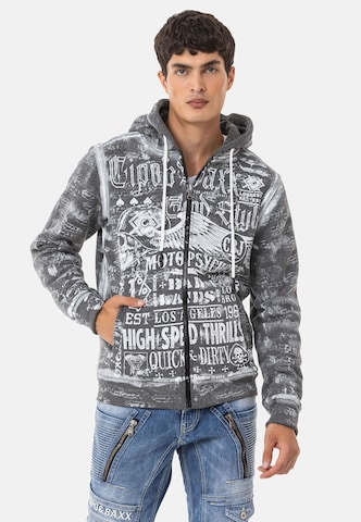 CIPO & BAXX Zip-Up Hoodie in Grey: front