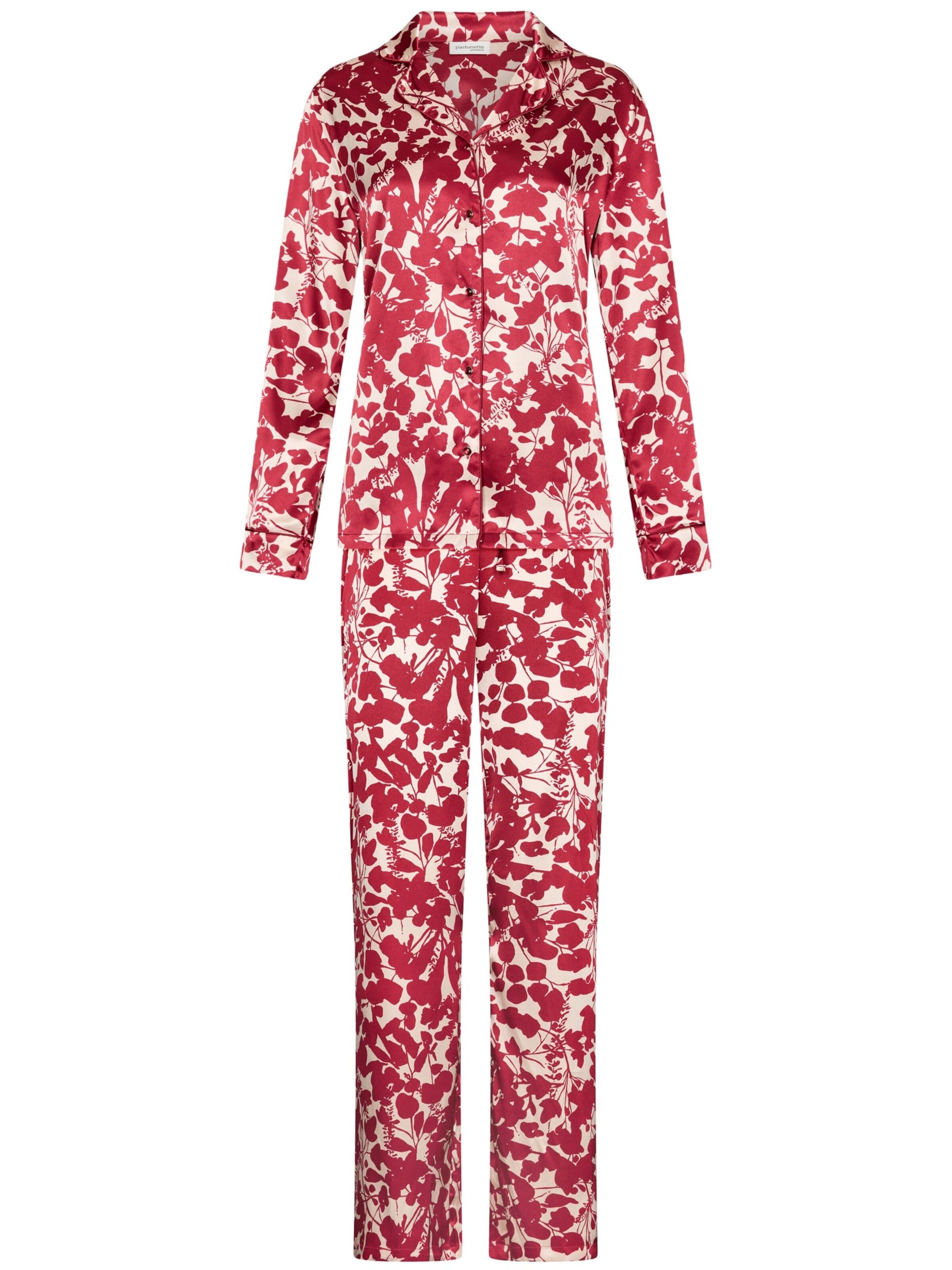 Pastunette Pyjama 'Premium - Scarlet Bloom'‌‌‌‌‌‌‌‌ in Rot