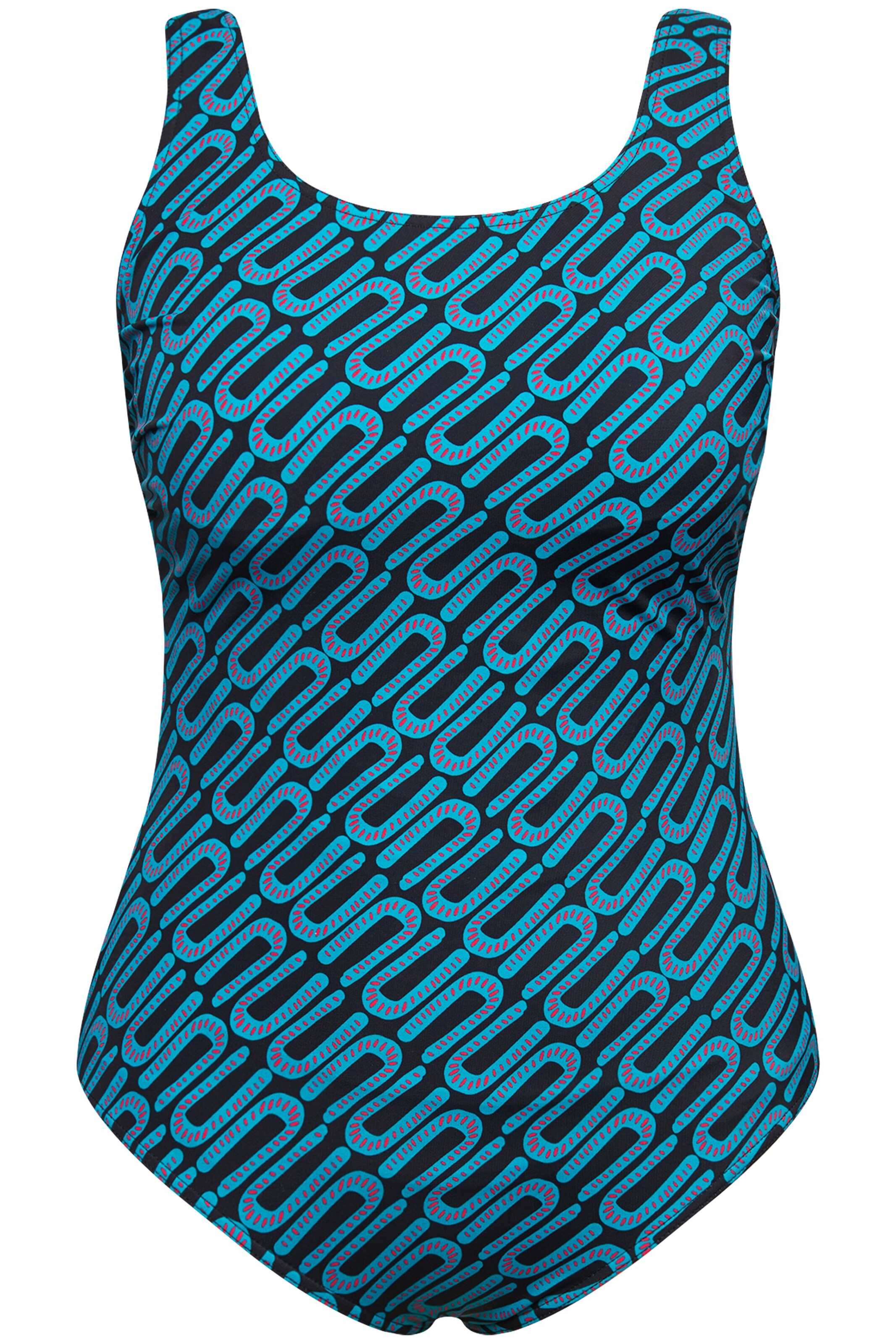 Ulla Popken Badeanzug in Schwarz: Vorderseite