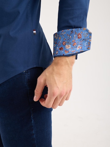 7Camicie Slim fit Zakelijk overhemd in Blauw