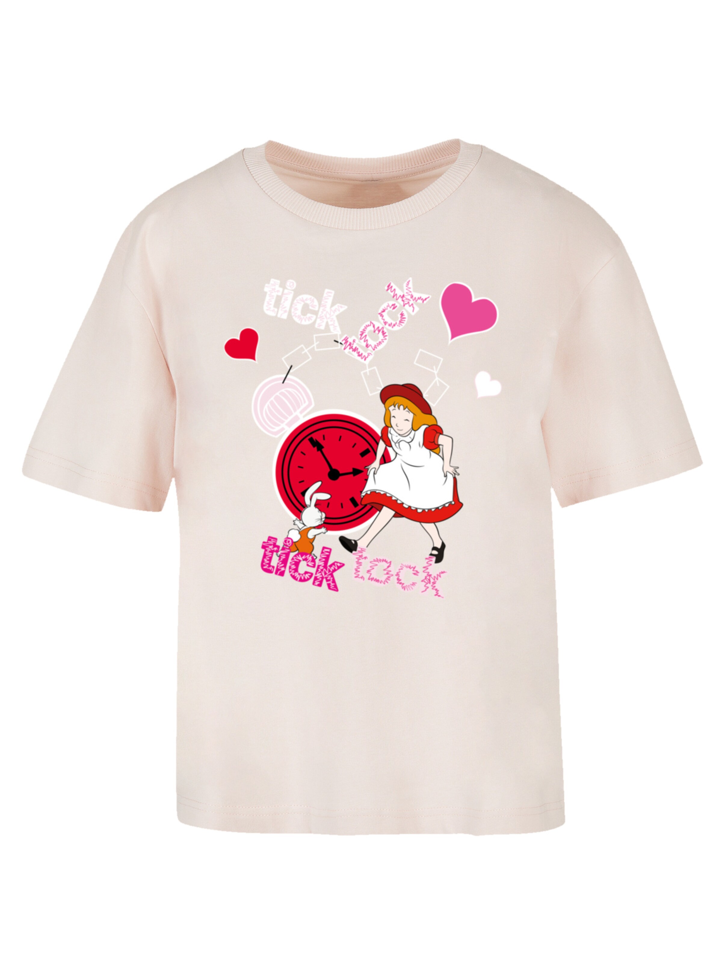 T-shirt 'Alice im Wunderland Tick Tock' F4NT4STIC en beige : devant