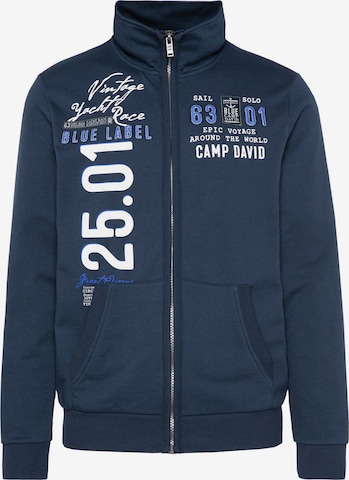 CAMP DAVID Zip-Up Hoodie in Blue: front