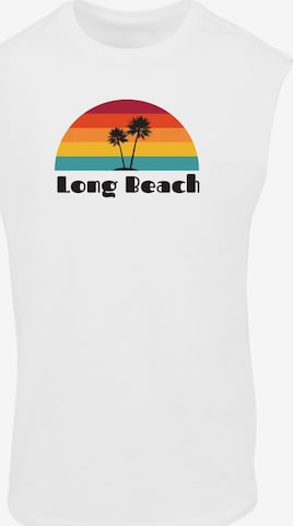 balta Merchcode Marškinėliai 'Long Beach': priekis