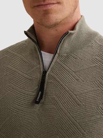 VANGUARD Trui 'Pullover with half-zip and allover texture' in Groen