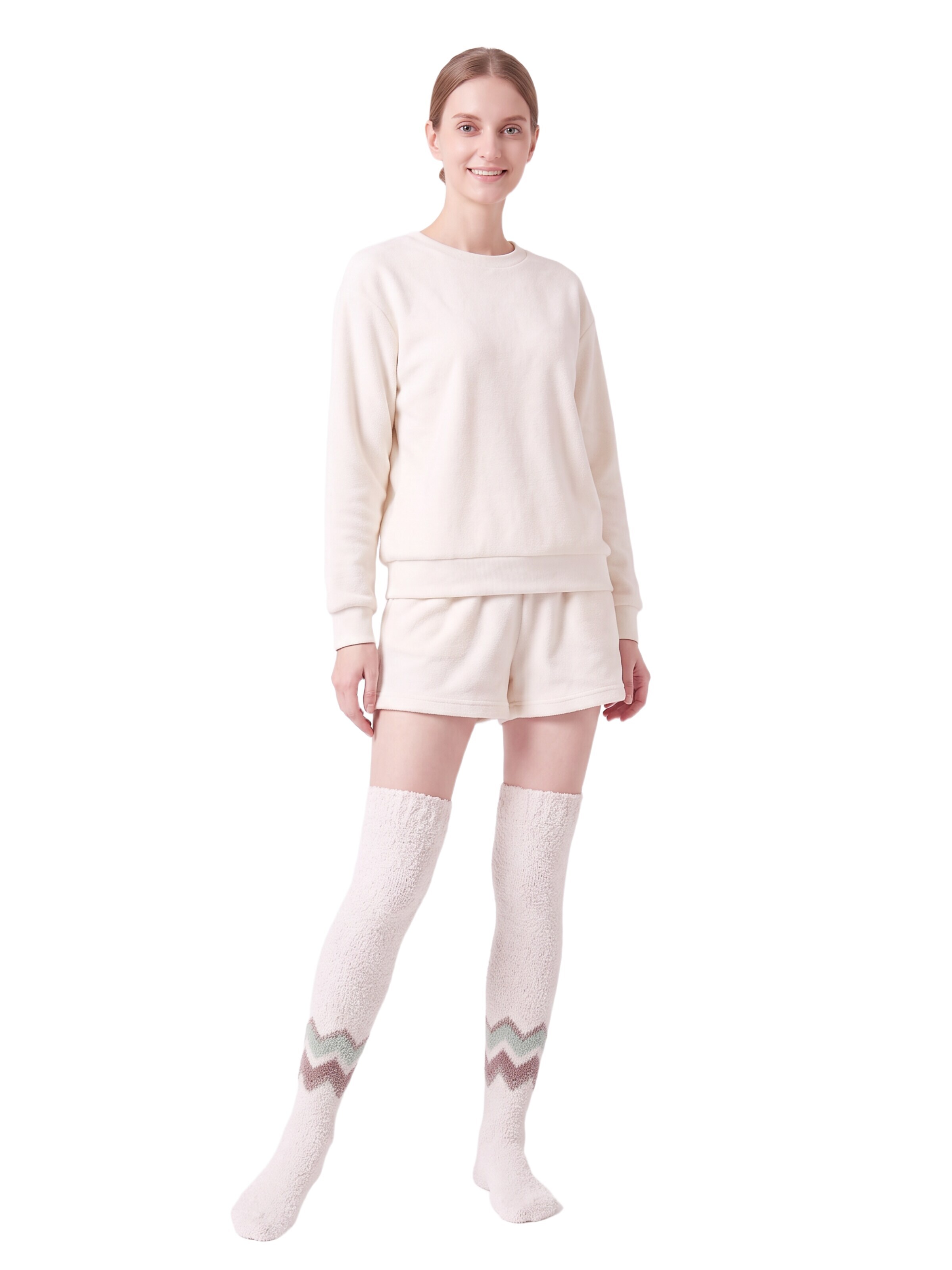 BONVERANO Over the Knee Socks in Beige