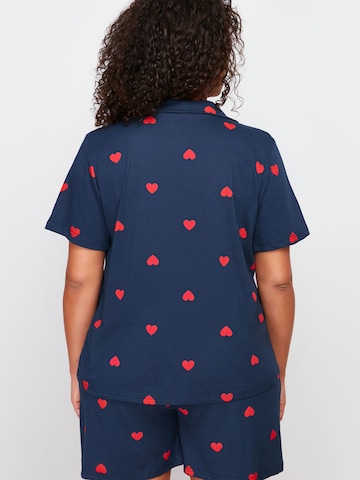 Trendyol Curve - Pijama de pantalón corto en azul