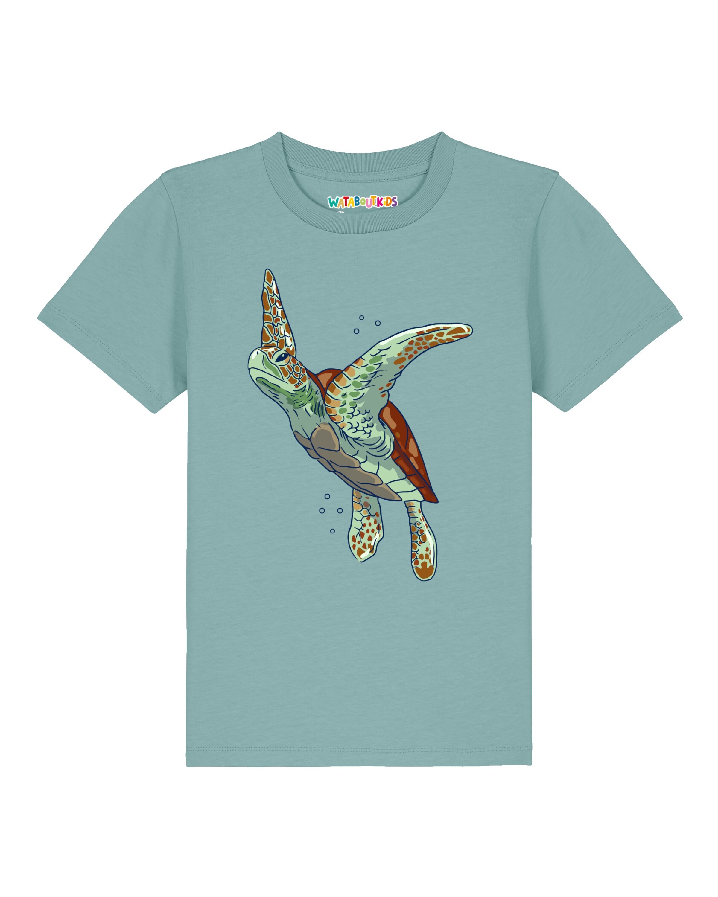 watabout.kids Shirt 'Schildkröte Watercolor' in Blauw: voorkant