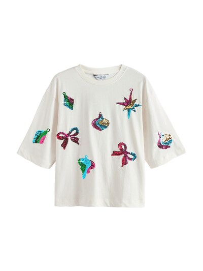 Next T-shirt oversize en XS en crème / azur / jaune / rose, Vue avec produit
