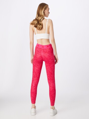 ADIDAS PERFORMANCE Skinny Sports trousers 'Techfit Pixeled Camo' in Pink