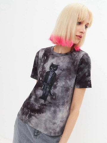 Cat e Lolette Shirt 'Rocker Cat' in Grey: front
