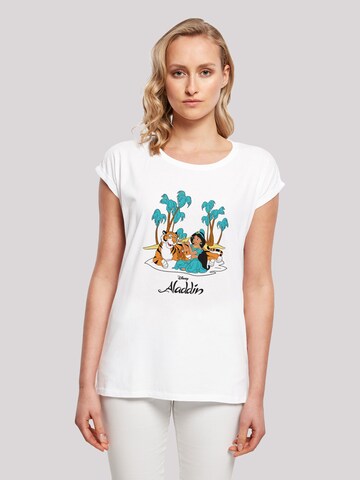 T-shirt 'Disney Aladdin Jasmine Abu Rajah Beach' F4NT4STIC en blanc : devant