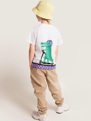 SATURNDAY Shirt 'Krokodil auf Scooter' in Wit