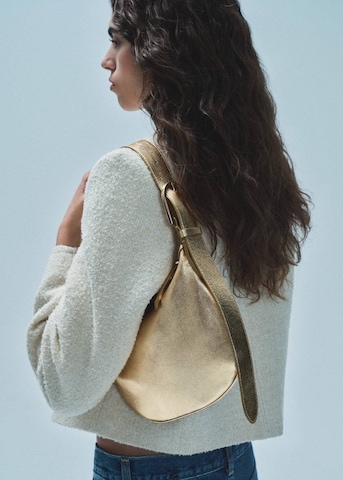 MANGO Shoulder Bag 'Min Ivory' in Gold