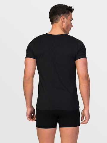 zd ZERO DEFECTS - Camiseta térmica 'V-Neck T-shirt Soya Yarn' en negro