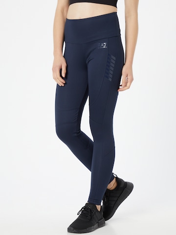 EA7 Emporio Armani - Skinny Pantalón en azul: frente