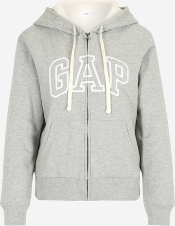 Gap Petite Zip-Up Hoodie in Grey: front